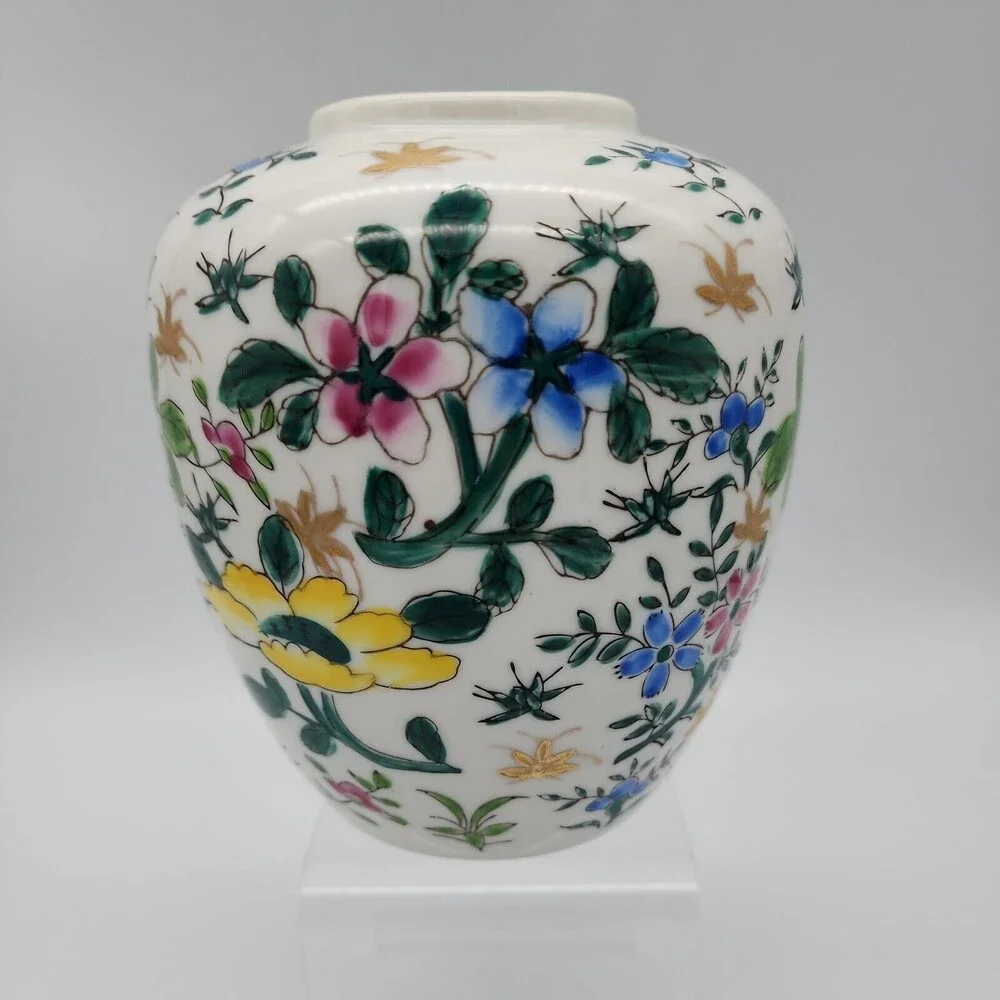 VTG Andrea by Sadek Made in Japan Vase Jardiniere Flower Gold Accents 5.5